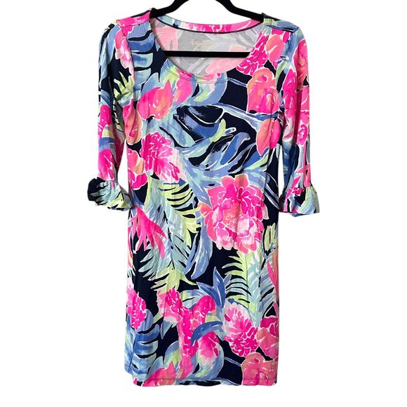 LILLY PULITZER Sophie Floral UPF 50+ Ruffle Dress XS - Picture 3 of 6